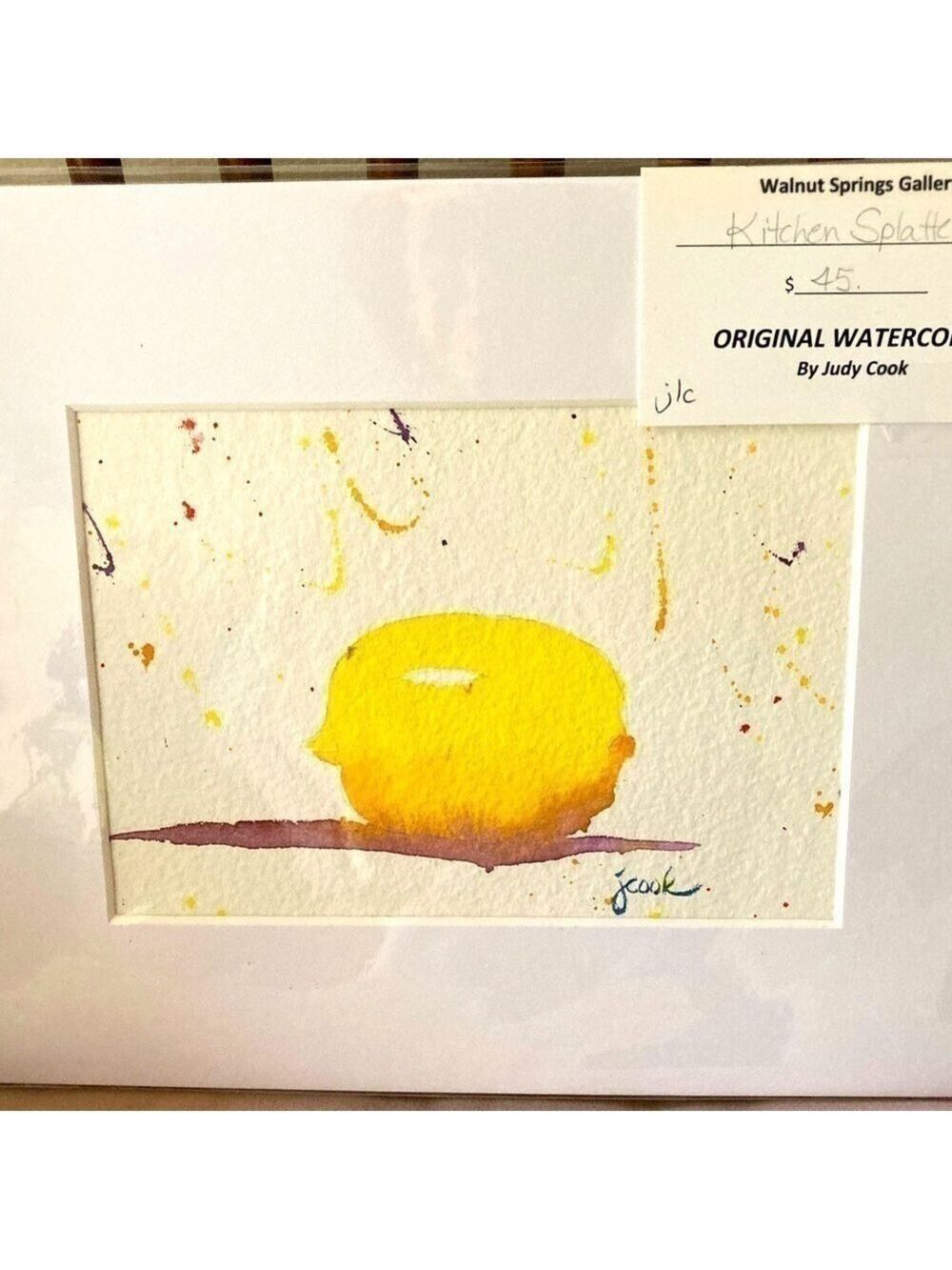 Original Watercolor painting Kitchen Splatters series Lemon #2 8x10 matt…